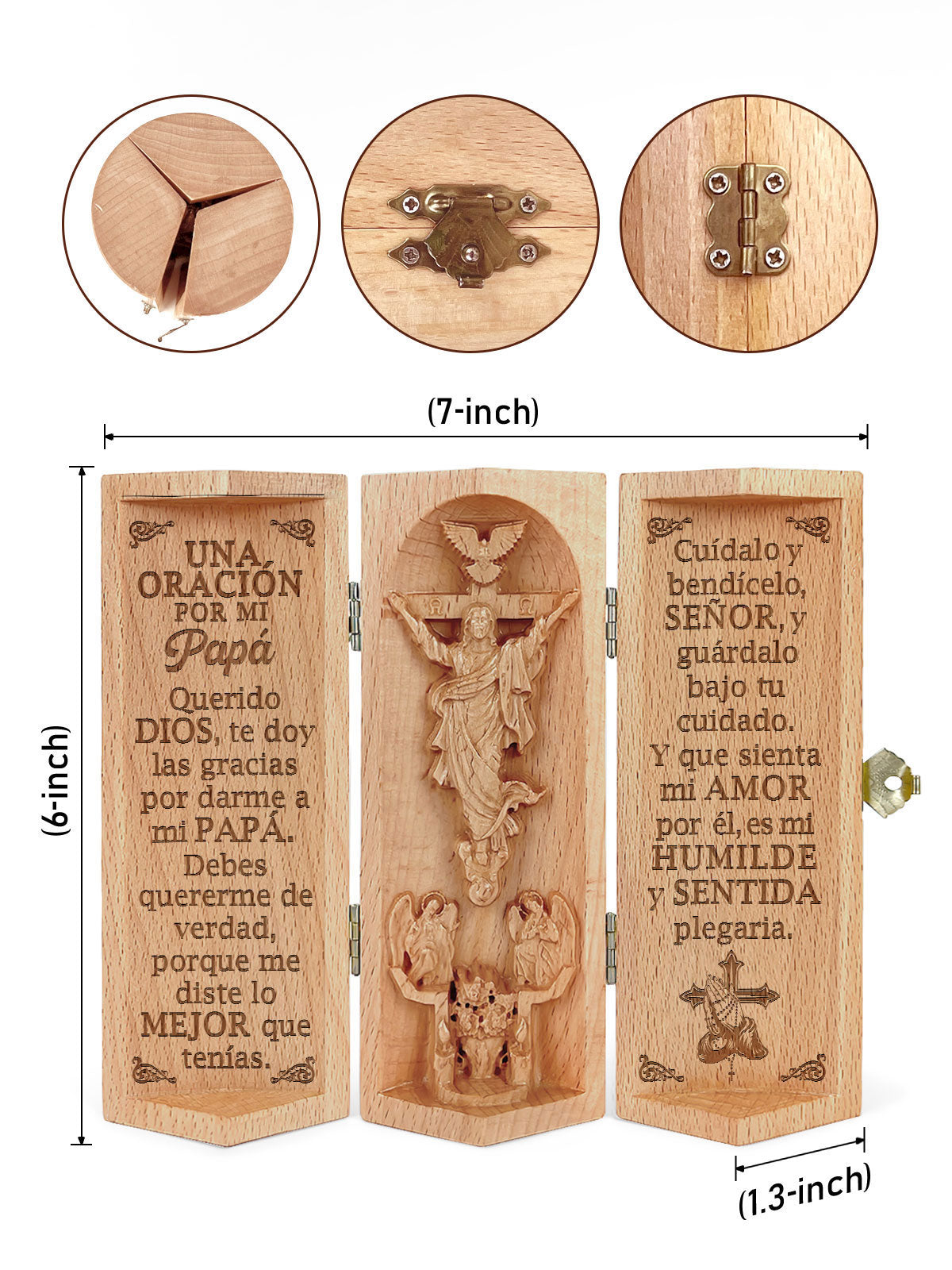 Una Oración Por Mi Familia - Openable Wooden Cylinder Sculpture of Jesus Christ