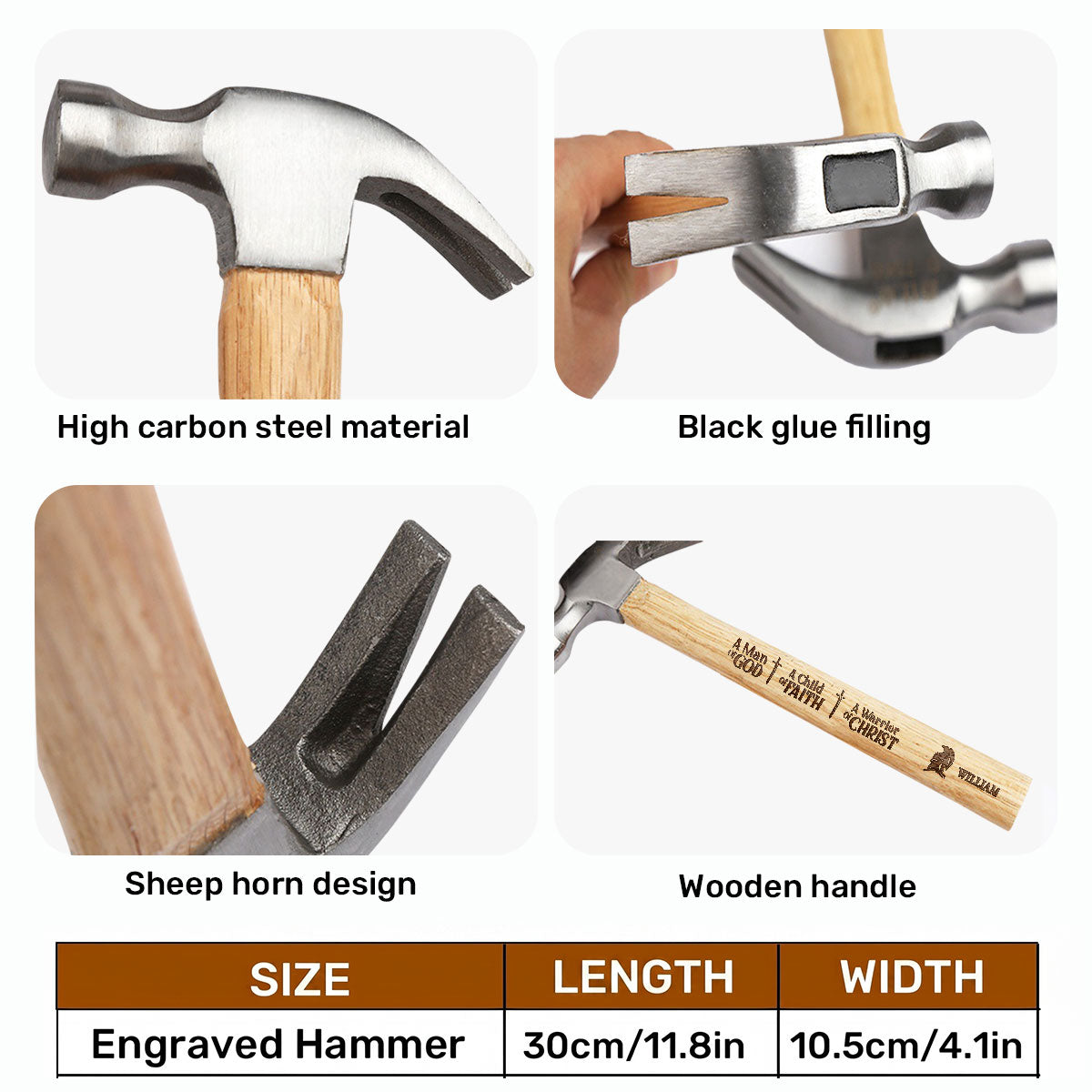 Man Of Faith - Personalized Wooden Hammer
