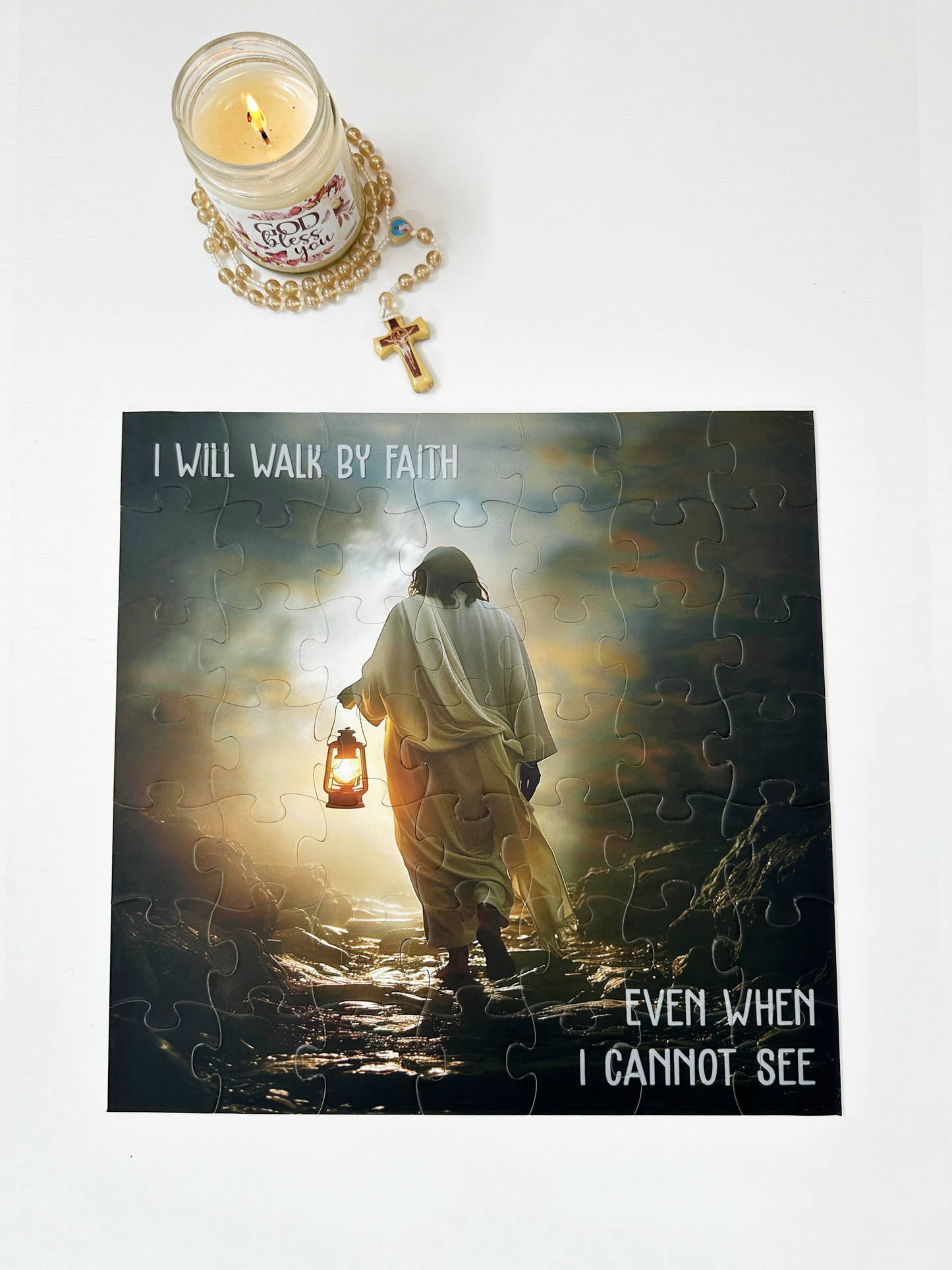 I Will Walk By Faith Even When I Cannot See - Square Jigsaw Puzzle JP134