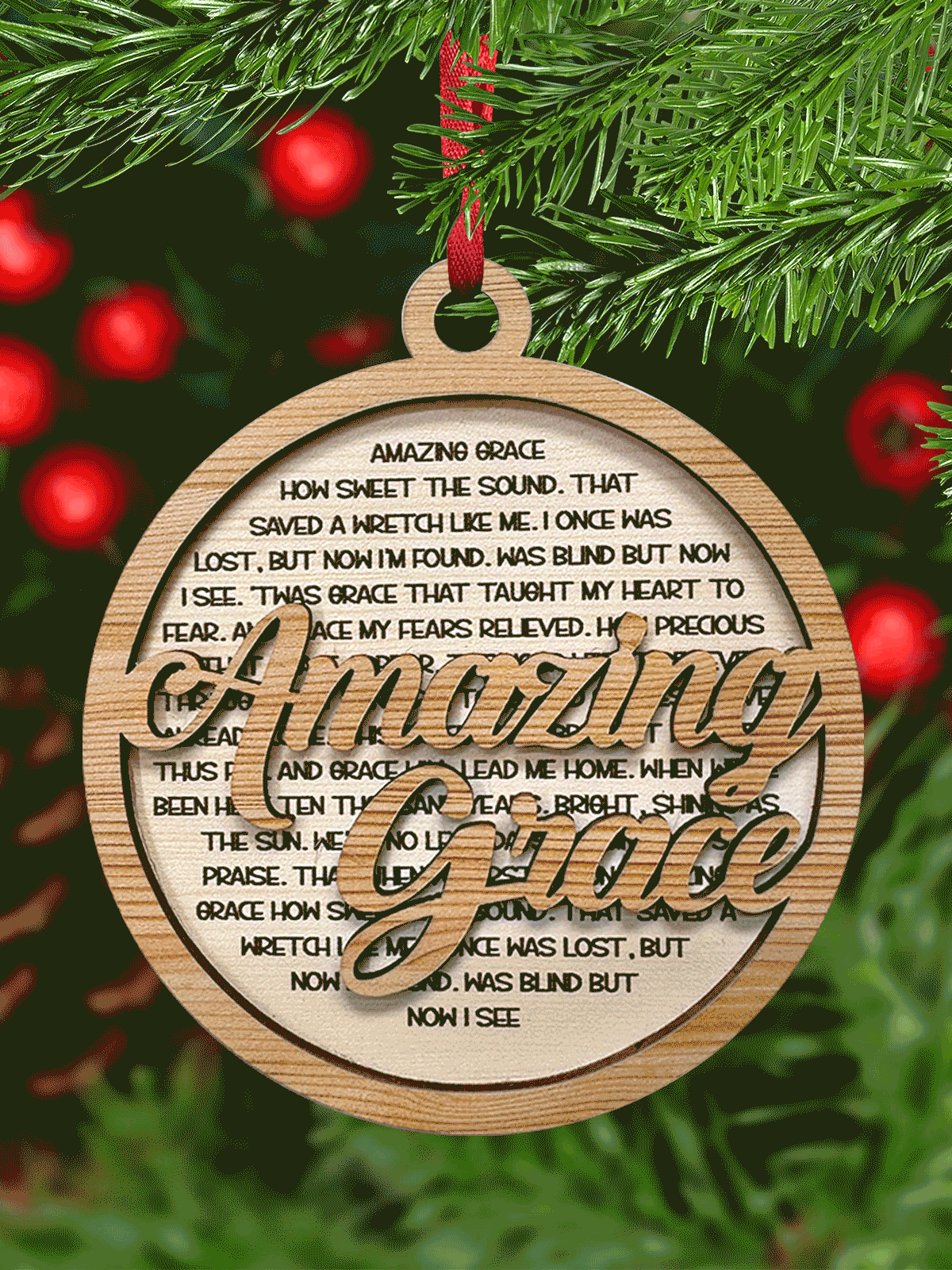 Amazing Grace - Two Layered Wood Ornament