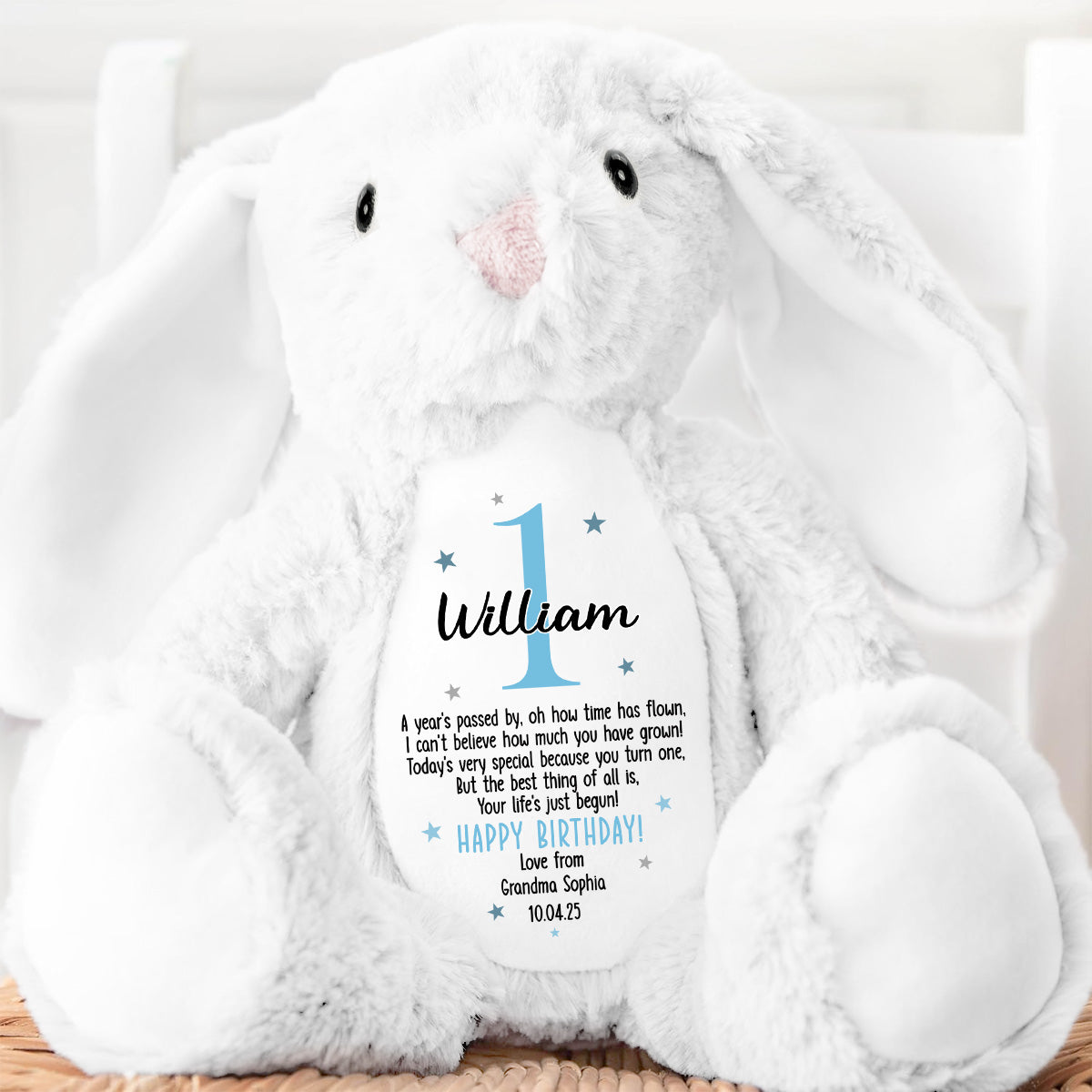 Kid's Birthday Gift - Personalized Stuffed Bunny