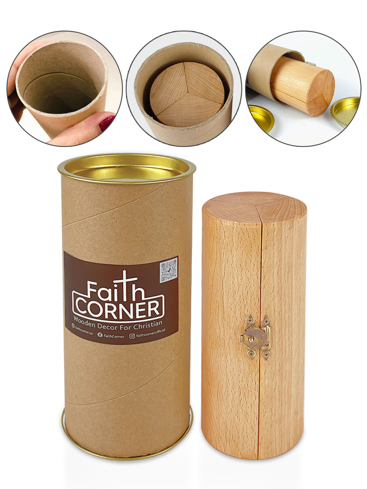 Amazing Grace Song - Openable Wooden Cylinder Sculpture of Jesus Christ