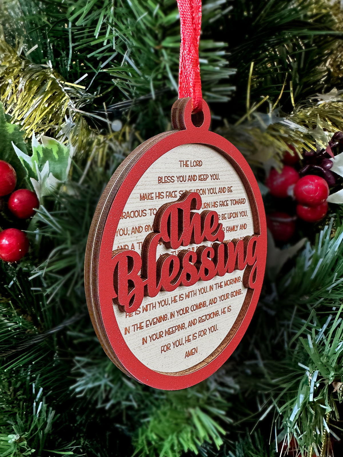 The Blessing - Two Layered Wood Ornament