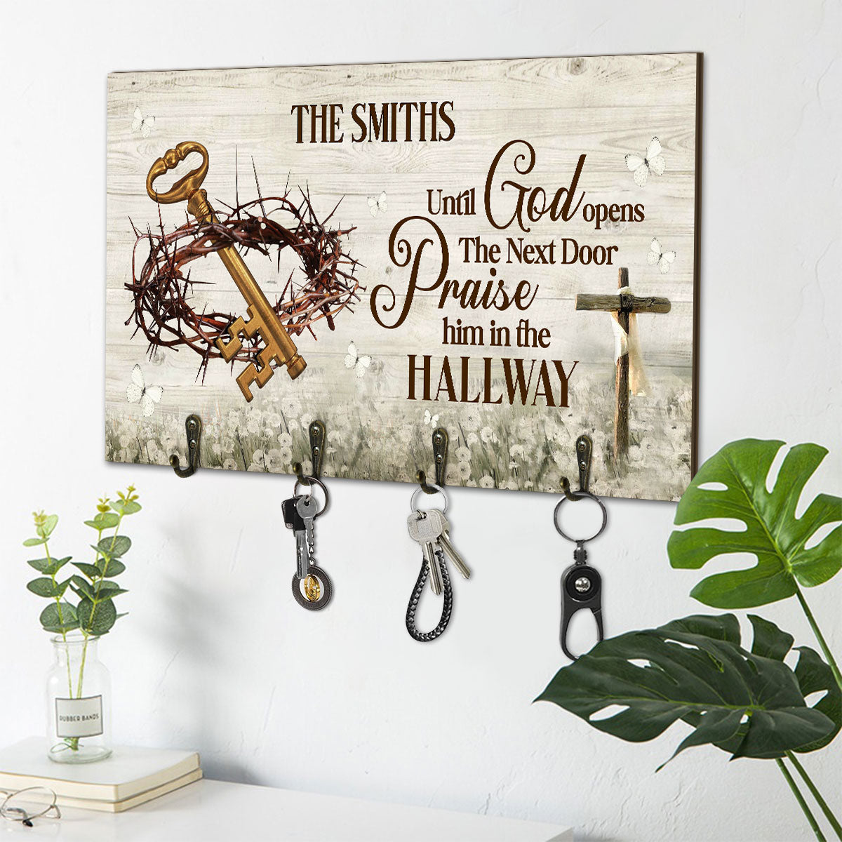Until God Opens The Next Door - Personalized Key Holder FCUWKHCSLEH1743TA