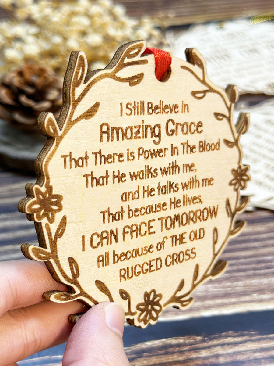 Amazing Grace Engraved Wood Ornament