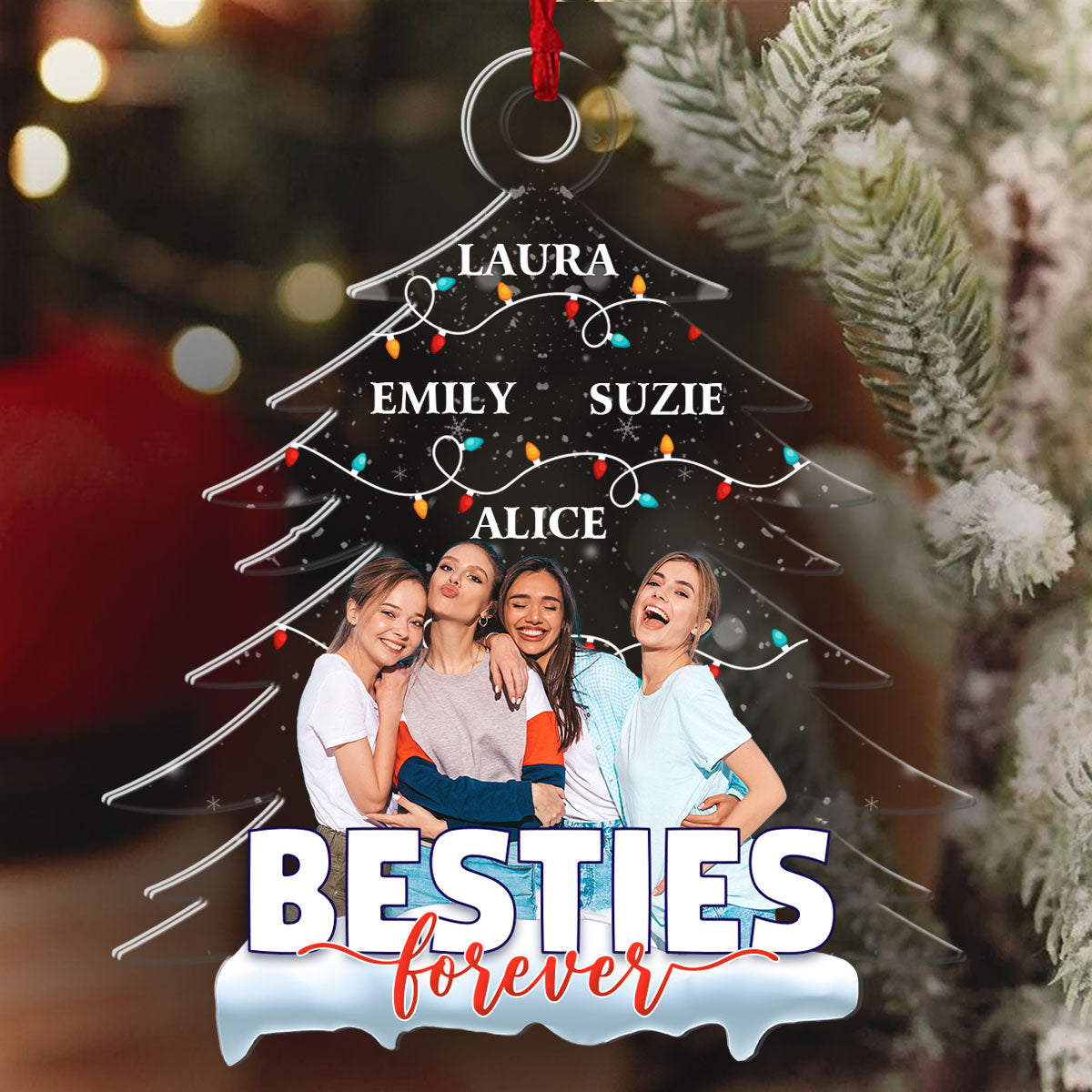 Besties Forever Christmas Tree - Personalized 1-Side Acrylic Ornament FCACOLEHA2779M