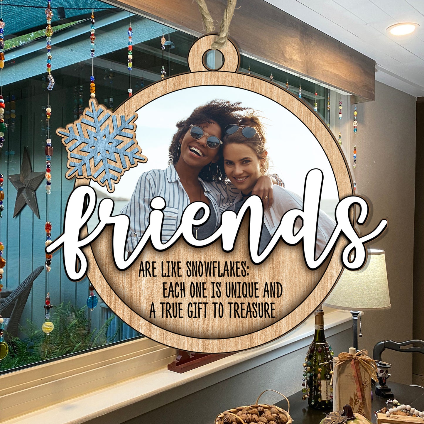 Friends Are Like Snowflake - Personalized Wood & Acrylic Ornament FCWAOLETN1817L
