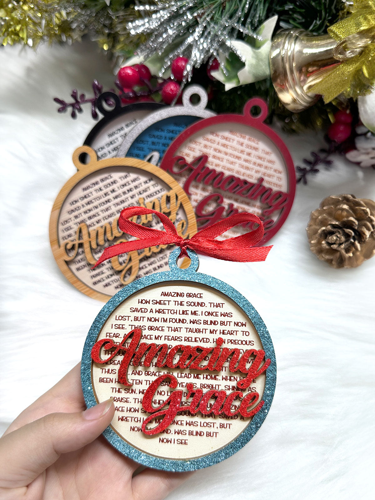 Amazing Grace - Two Layered Wood Ornament