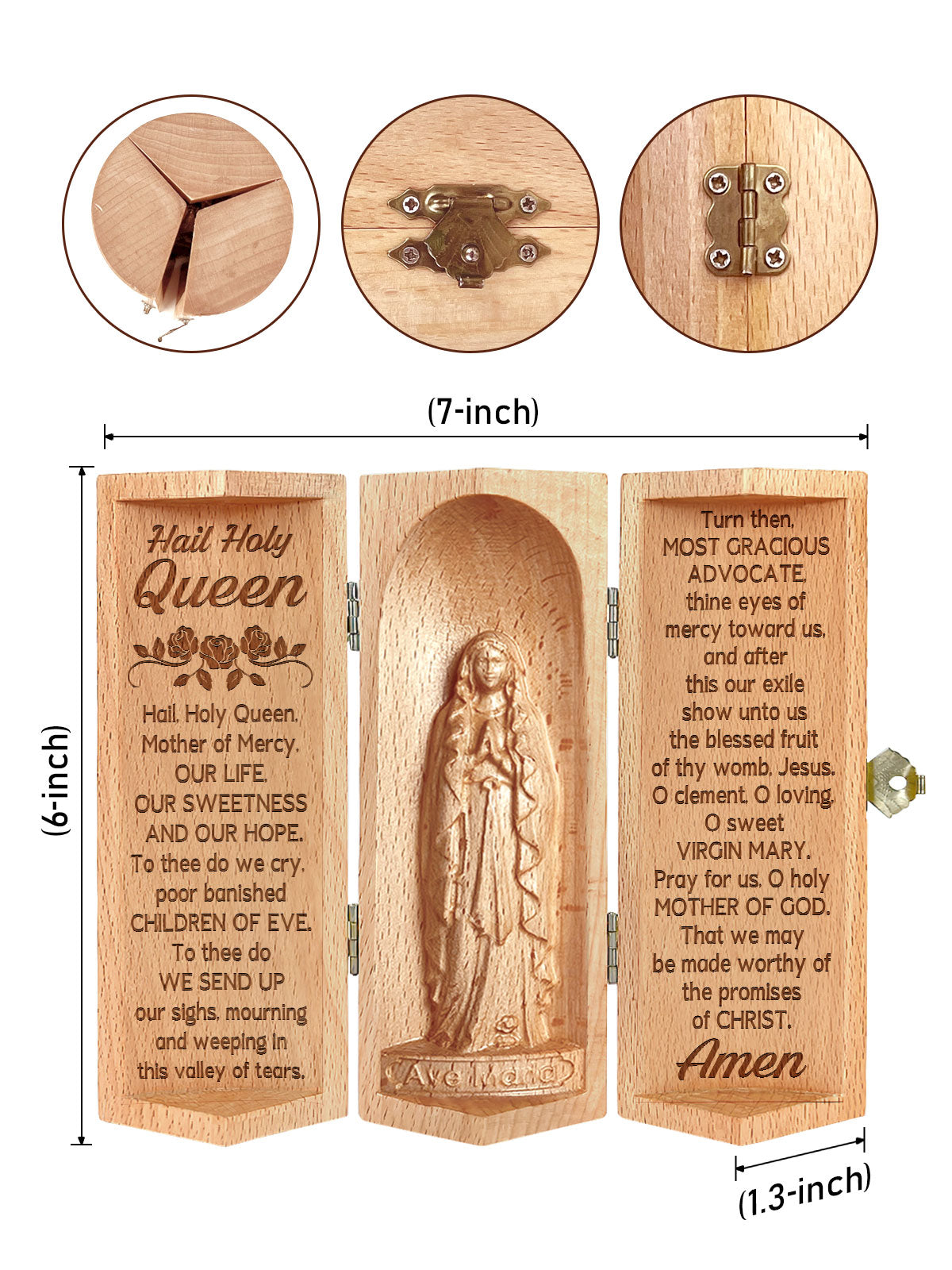 Hail Holy Queen - Openable Wooden Cylinder Sculpture of Mother Maria HN25E