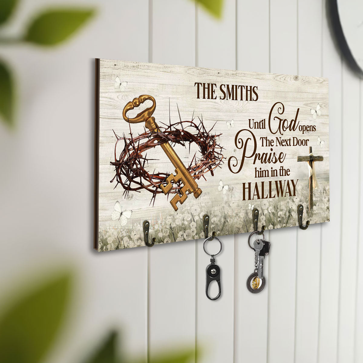 Until God Opens The Next Door - Personalized Key Holder FCUWKHCSLEH1743TA