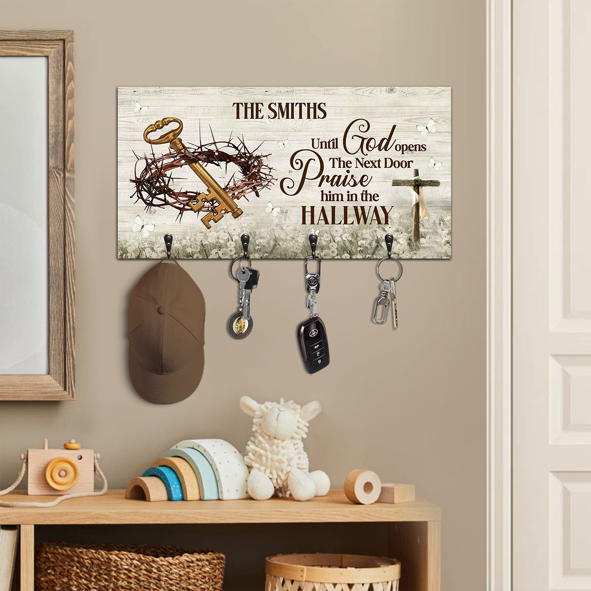 Until God Opens The Next Door - Personalized Key Holder FCUWKHCSLEH1743TA