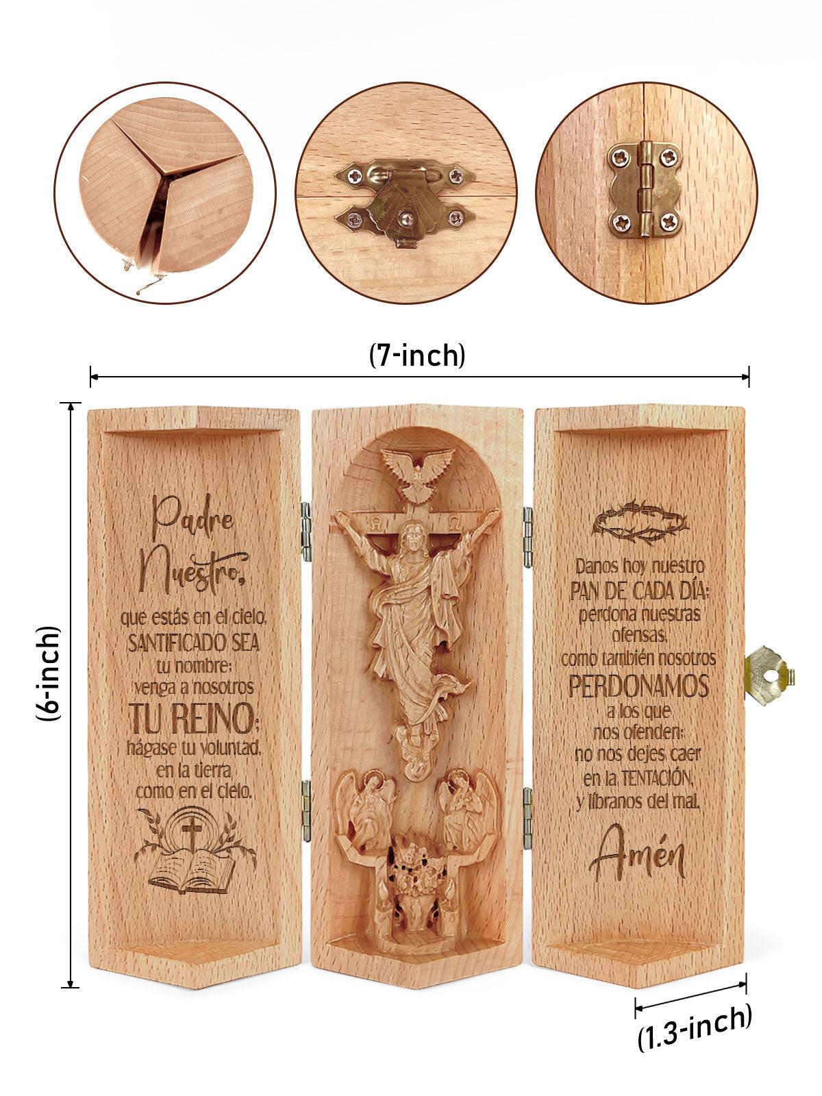Padre Nuestro - Openable Wooden Cylinder Sculpture of Jesus Christ