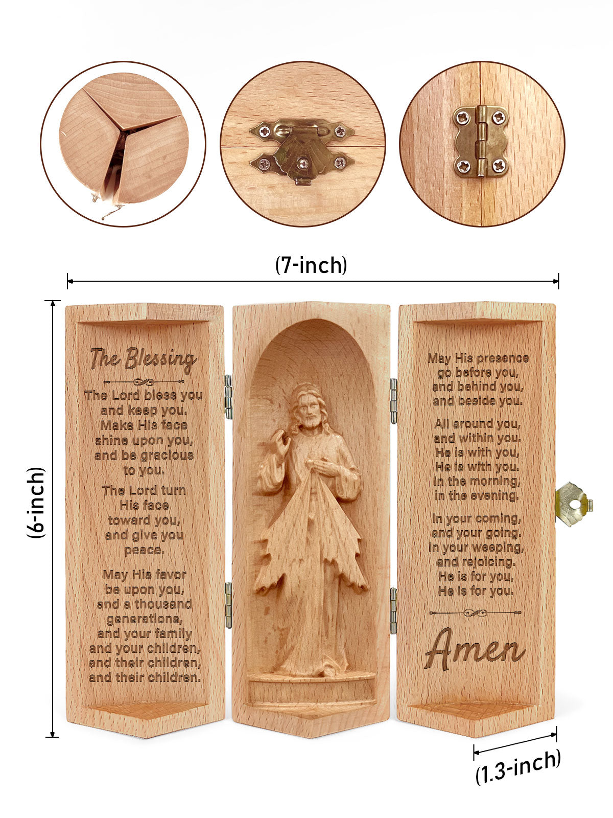 The Blessing - Openable Wooden Cylinder Sculpture of Jesus Christ