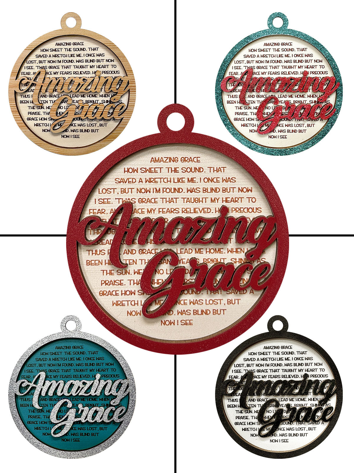 Amazing Grace - Two Layered Wood Ornament