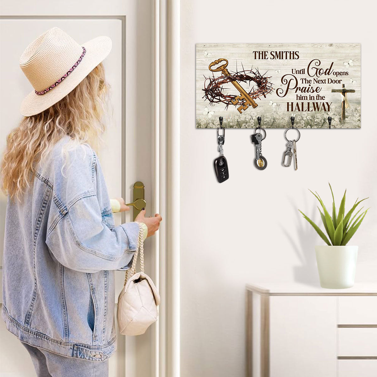 Until God Opens The Next Door - Personalized Key Holder FCUWKHCSLEH1743TA