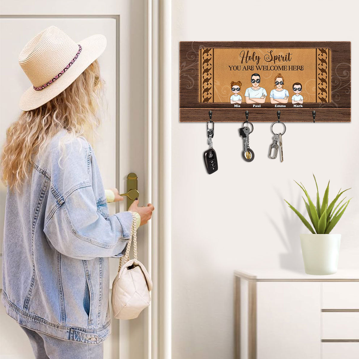 Holy Spirit You Are Welcome Here - Personalized Key Holder FCUWKHCSLET1625L