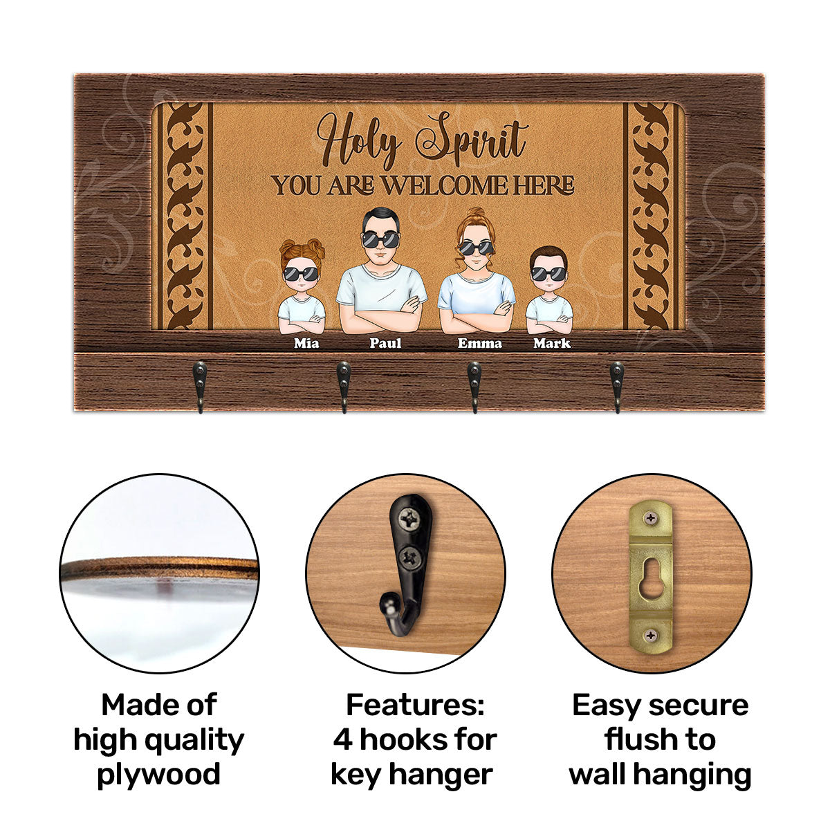 Holy Spirit You Are Welcome Here - Personalized Key Holder FCUWKHCSLET1625L