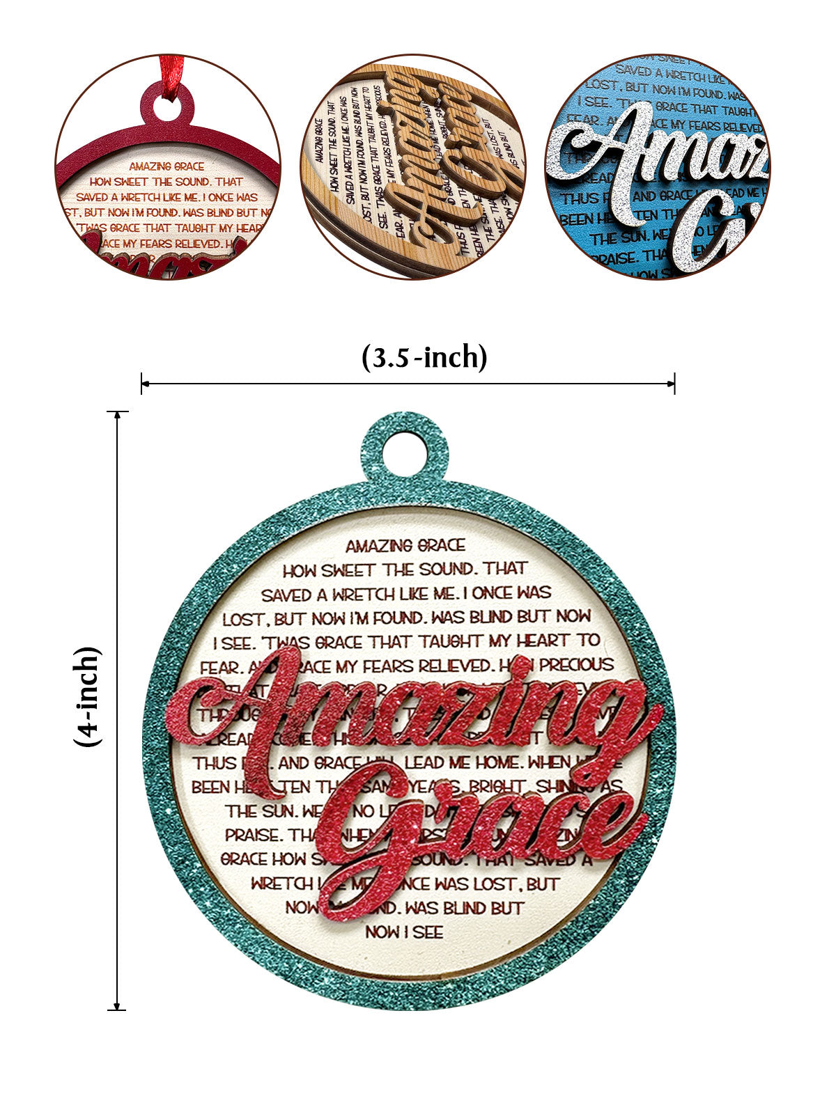 Amazing Grace - Two Layered Wood Ornament