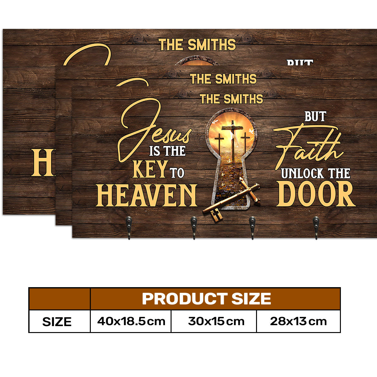 Jesus Is The Key To Heaven But Faith Unlock The Door - Personalized Key Holder FCUWKHCSLEM1623TA