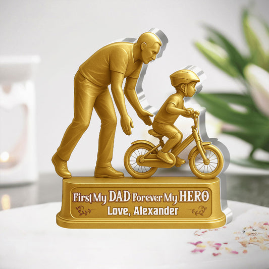 First My Dad Forever My Hero - Personalized Custom Shaped Squared Acrylic Plaque