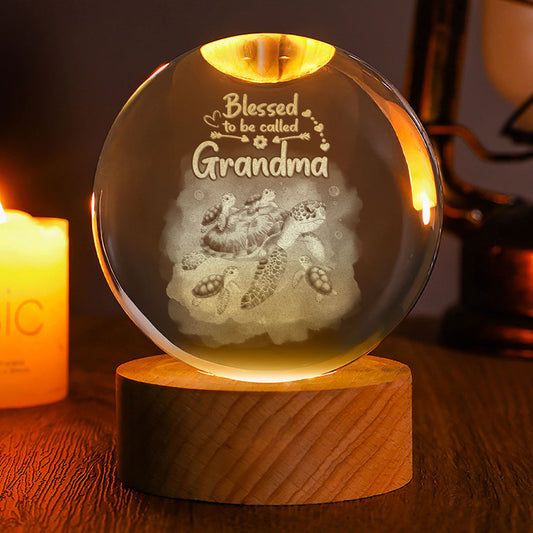 Blessed To Be Called Grandma -  Wooden Base Crystal Lamp