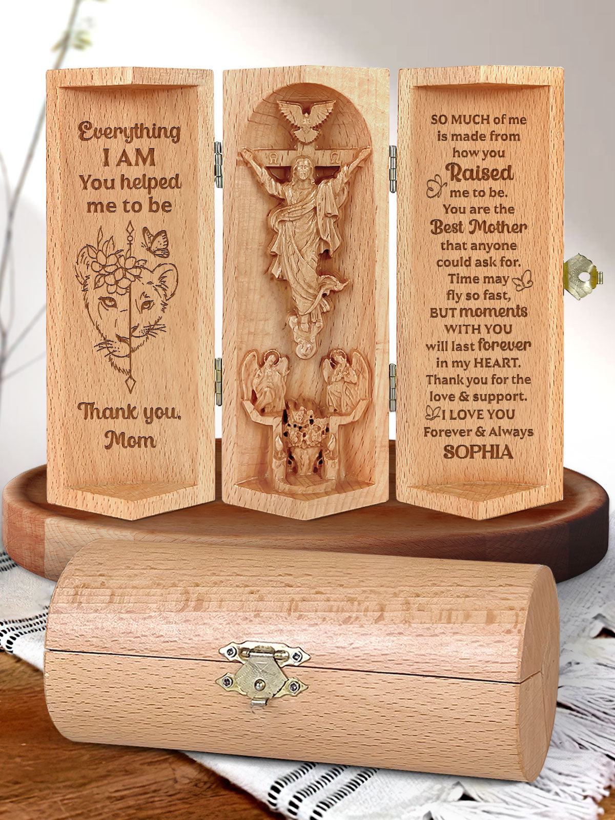 Mom You Helped Me To Be - Personalized Wooden Cylinder Sculpture