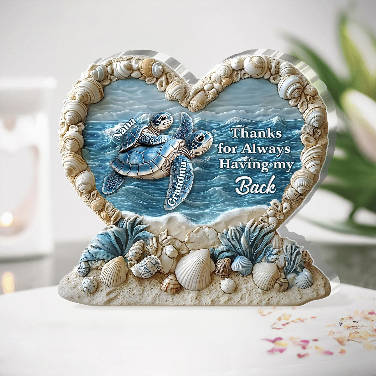 Love Flows Like The Tide - Personalized Custom Shaped Squared Acrylic Plaque