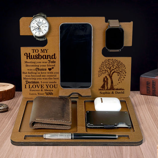 Anchored In Faith Guided By Love - Personalized Wooden Docking Station