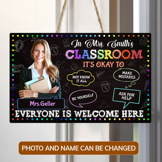 Everyone Is Welcome Here - Personalized Wooden Sign FCDSTM803TA