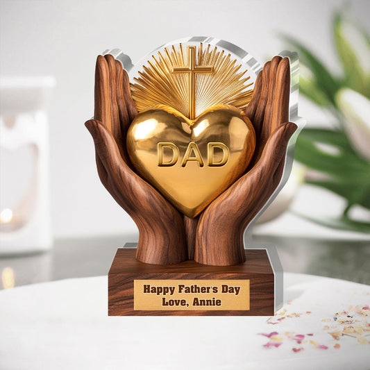 Dad In Our Hearts - Personalized Custom Shaped Squared Acrylic Plaque