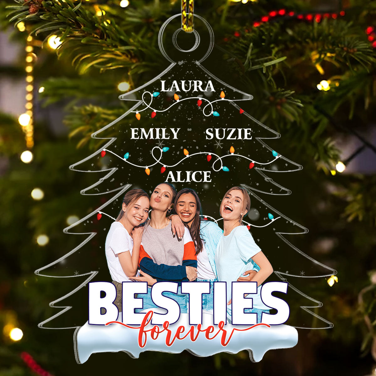 Besties Forever Christmas Tree - Personalized 1-Side Acrylic Ornament FCACOLEHA2779M