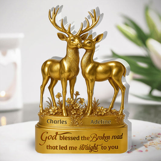 God Blessed The Broken Road Couple - Personalized Custom Shaped Squared Acrylic Plaque