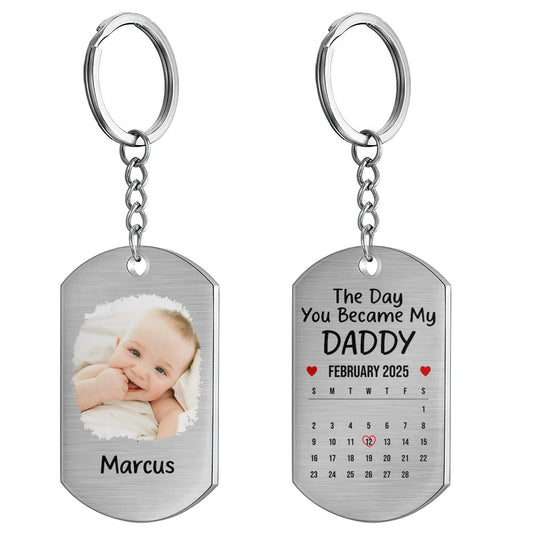 The Day You Became My Daddy - Personalized Stainless Steel Keychain