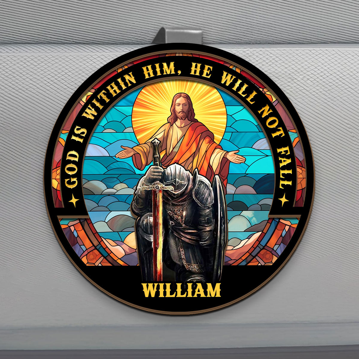 God Is Within Him, He Will Not Fall - Personalized Car Visor Clip FCCVCLEHA2102TA