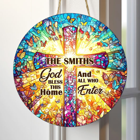 God Bless This Home - Personalized Wooden Sign