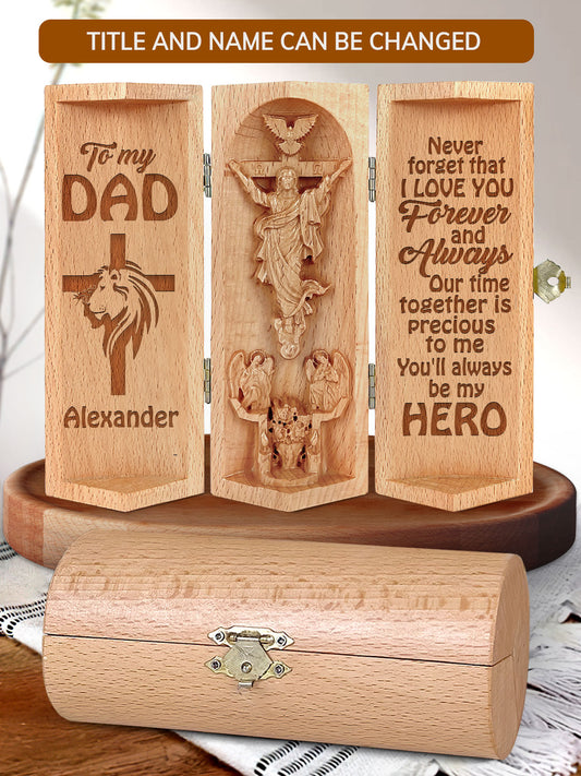 Never Forget That I Love You - Memorial Wooden Cylinder Sculpture of Jesus Christ M23