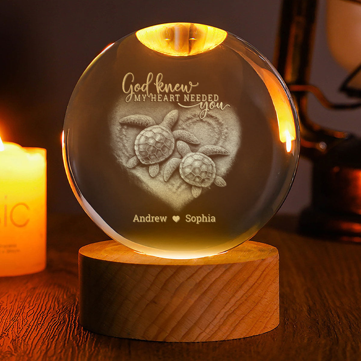 God Gave Me You - Personalized Wooden Base Crystal Lamp