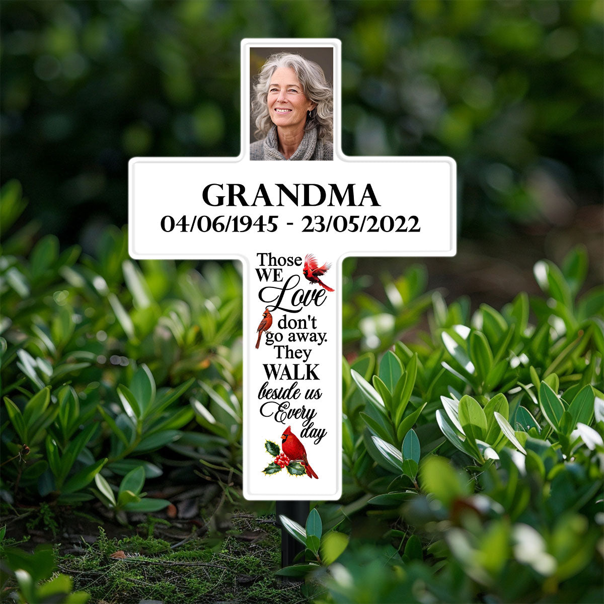 Personalized Solar Powered Lighted White Cross | Memorial Quotes For Christian SPLWCH01-09