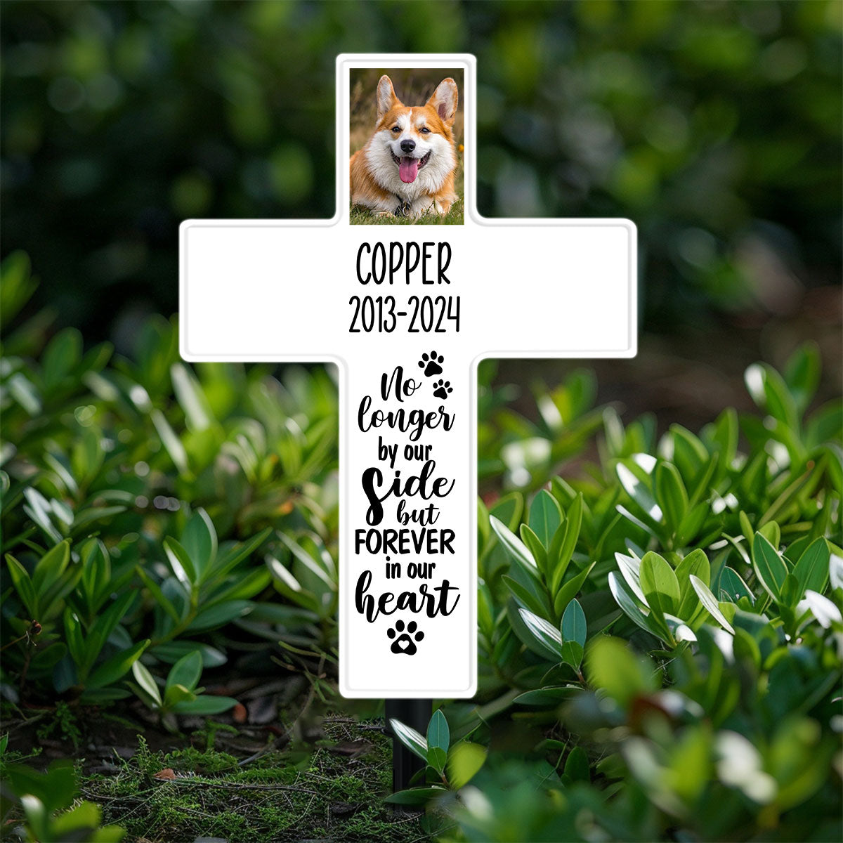Personalized Solar Powered Lighted White Cross | Memorial Quotes For Beloved Pets SPLWCH10-15