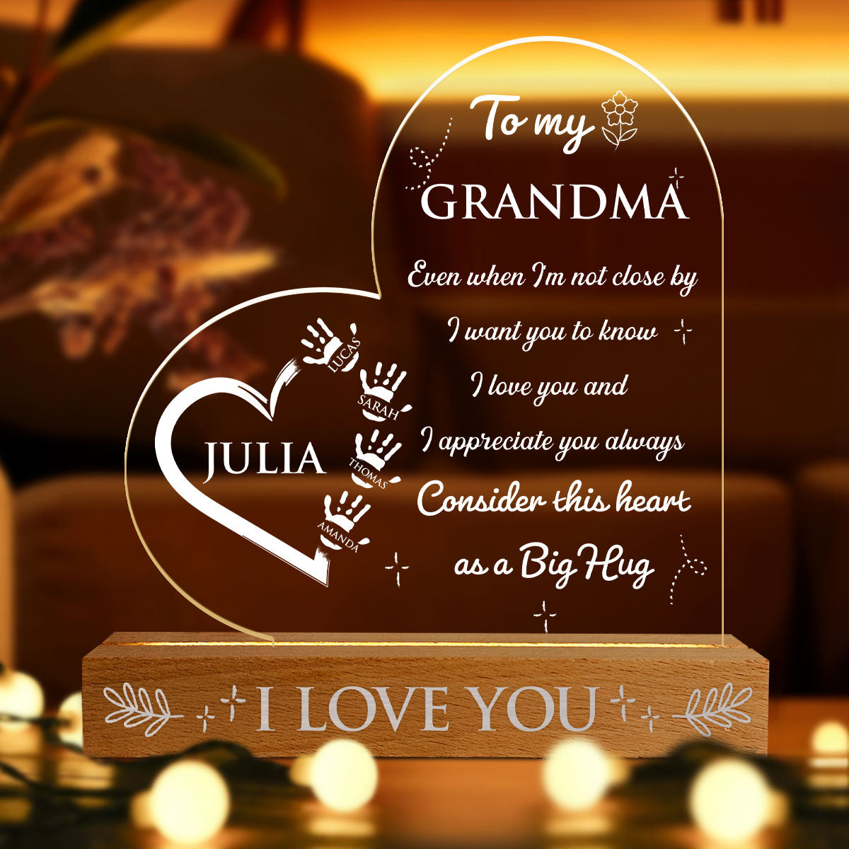 This Heart As A Big Hug - Personalized Acrylic Plaque Night Light