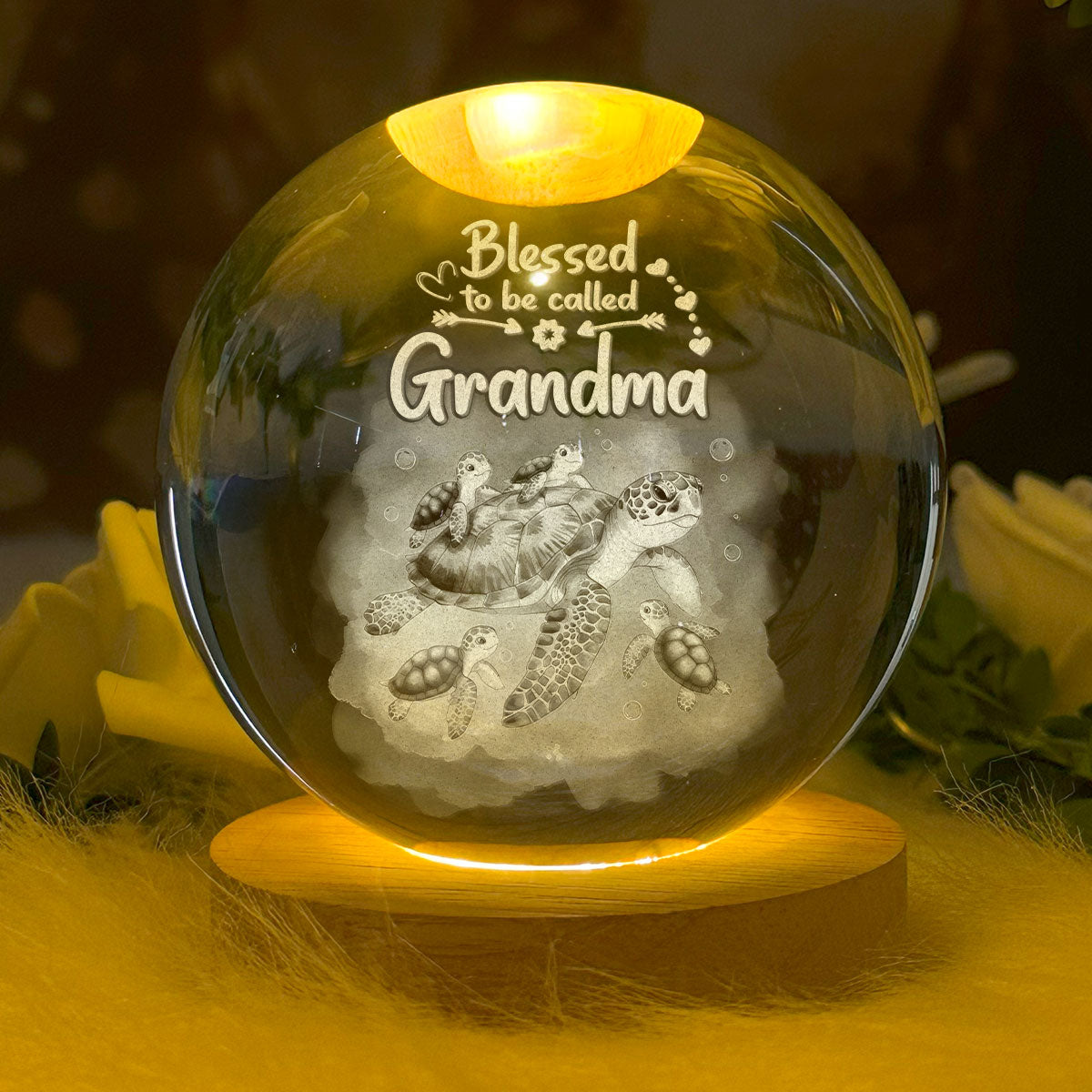 Blessed To Be Called Grandma - Wooden Base Crystal Lamp