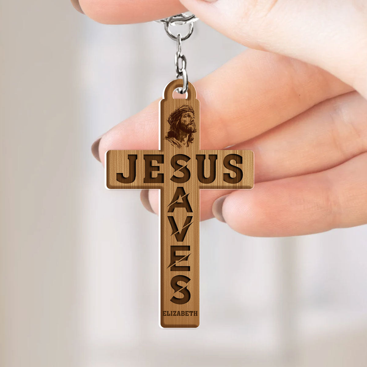 Jesus Saves Cross - Personalized Acrylic Keychain