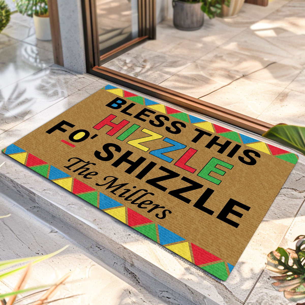 Bless This Hizzle Fo Shizzle - Personalized Doormat
