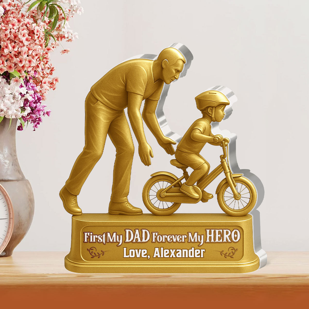 First My Dad Forever My Hero - Personalized Custom Shaped Squared Acrylic Plaque
