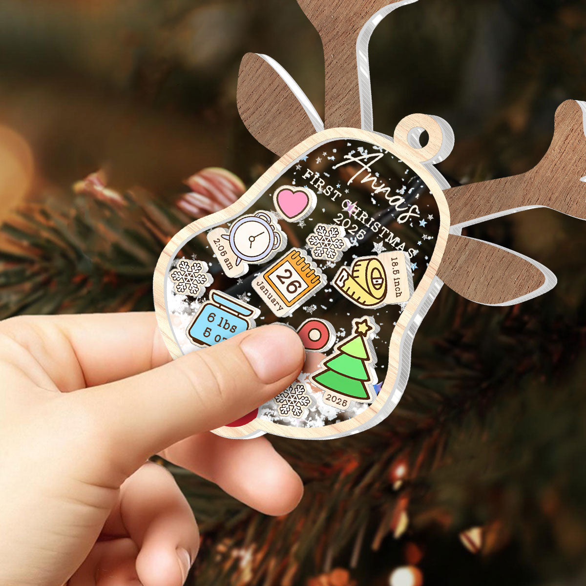 Baby First Christmas - Personalized 3 Layered Christmas Shaker Ornament