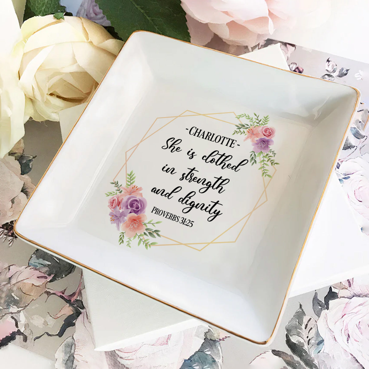 Proverbs 31:25 - Personalized Jewelry Dish FCJDNUTN1896L