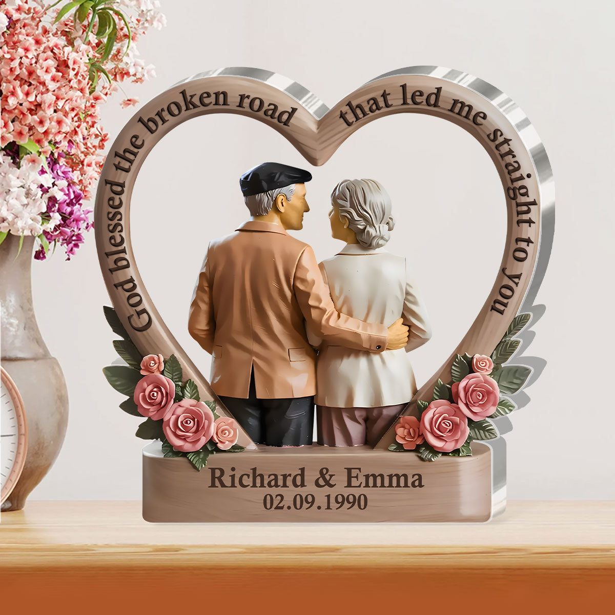 Growing Old With You Heart Of Love - Personalized Custom Shaped Squared Acrylic Plaque
