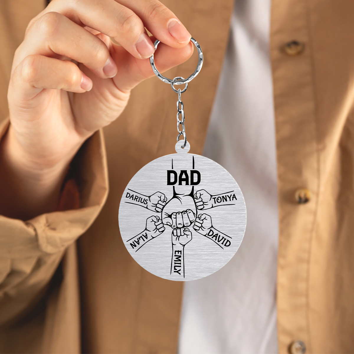 The World's Best Dad Strength And Courage - Personalized Acrylic Keychain FCKCM1061