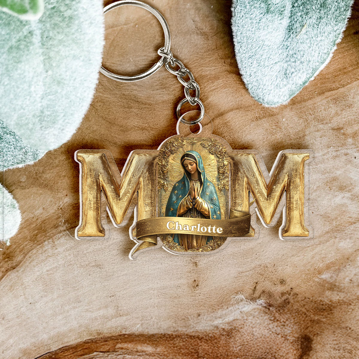 Faith Love Love Mother Mary - Personalized Acrylic Keychain