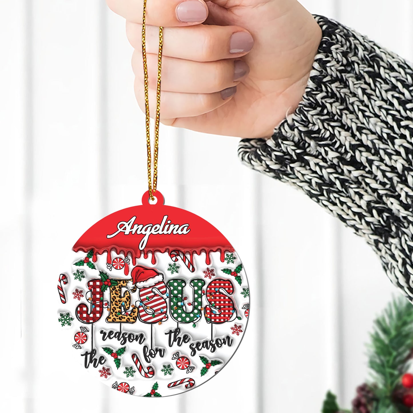 Jesus The Reason For The Season - Personalized 1-Side Acrylic Ornament FCACOLEH1626TA